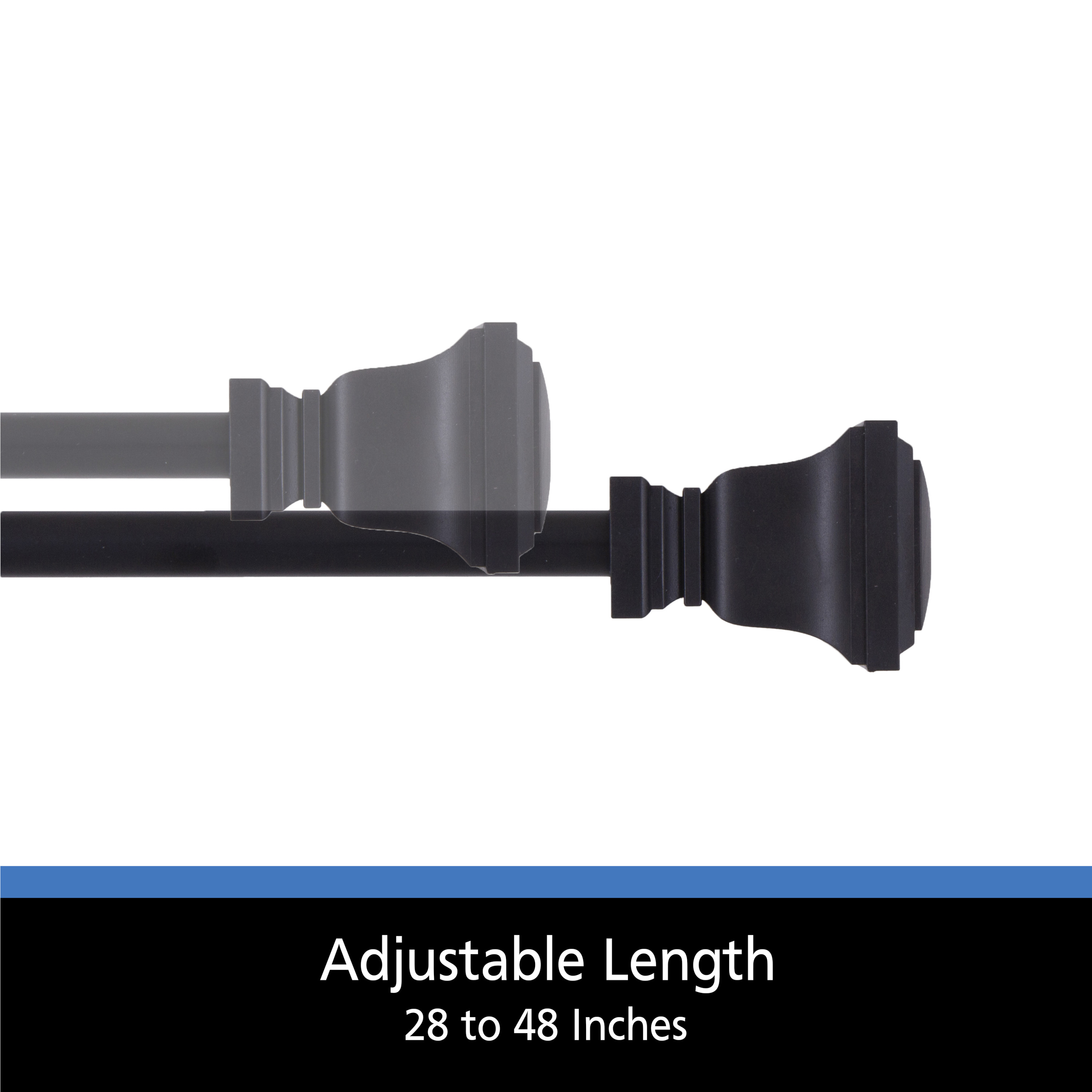Mainstays Twain Petite Café Adjustable Curtain Rod, Black photo 4