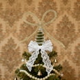 thumbnail image 2 of Christmas Tree Topper - Metal Rhinestone Bow Tree Top Decor with Spring Base for Holiday Decorations, 2 of 9