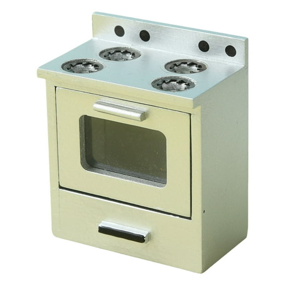 Yoetaun 1/12 Scale Dollhouses Miniature Kitchen Stove Pretend Play for Kids Dolls House Cabinet Model for Dollhouses Silver