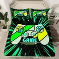 thumbnail image 2 of Erosebridal Video Game Bed Sheets King,Stripes Lines King Sheet Sets,Black Green Sheet Set King,Microfiber Male Bedroom Decor,4pcs, 2 of 7