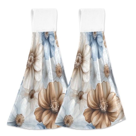 BZSMCE Hanging Hand Towels Fashion Floral Serenade Pattern 2-Pack - Velcro Style Bathroom Kitchen Towels