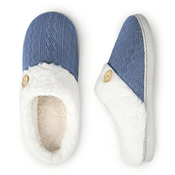 Women's Slippers Warm Cozy Fuzzy Slippers for Women Indoor House Shoes Lightweight(Blue,40/41)