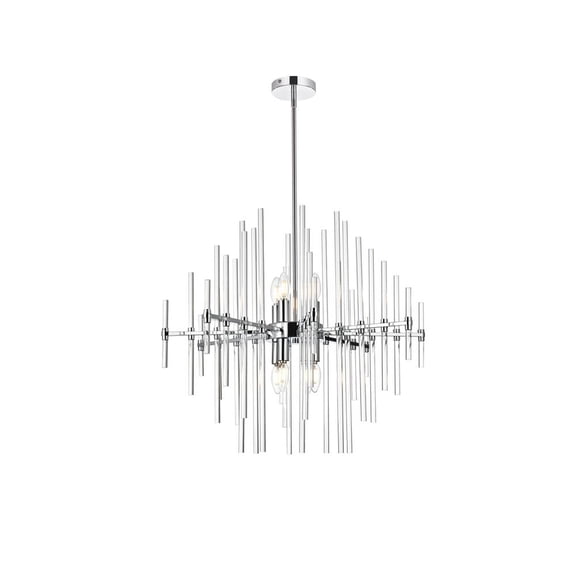 Elegant Lighting Sienna 27 inch crystal rod pendant in chrome