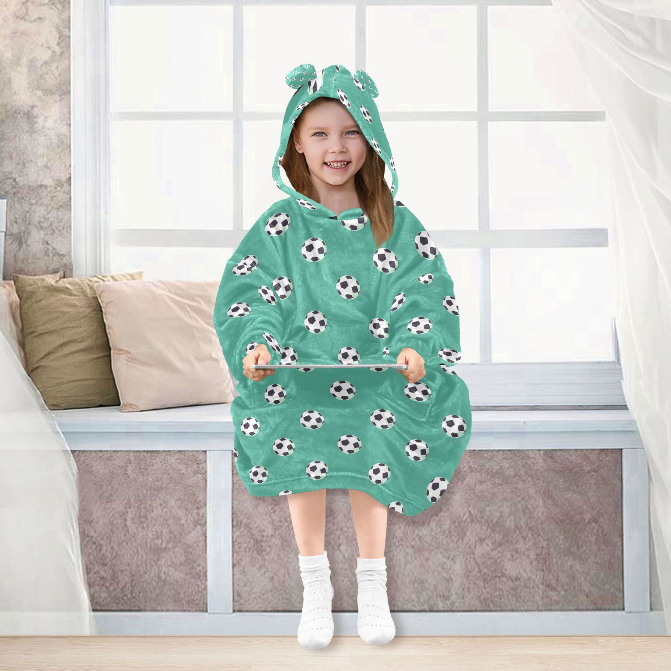 joogoo Blanket Hoodie for Soccer Balls-z2 Oversize Sweatshirt 3-14 YR L