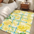thumbnail image 4 of Watercolor Lemons Area Rugs 2.7'x5', Washable Small Throw Rugs for Kitchen Bedroom, Summer Blue Yellow Checkered Geo Indoor Outdoor Rug Non-Slip Low Pile Carpet Runner Reversible Floor Mats, 4 of 8