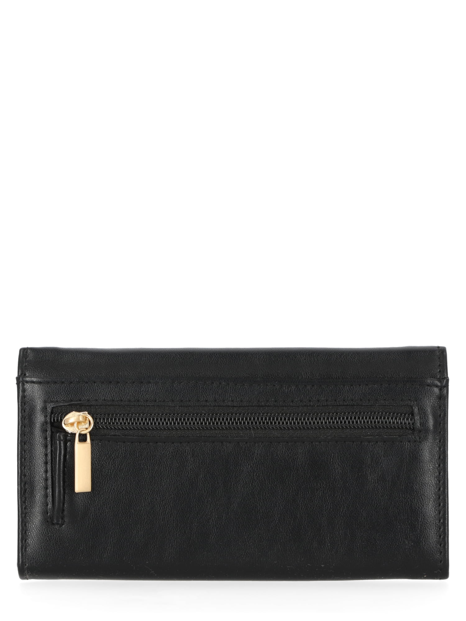 Time and Tru Women's Piper Clutch Wallet, Solid Black
