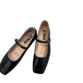 thumbnail image 2 of Zapatos de cuero plateados con punta cuadrada para mujer, calzado de tacón bajo, tacón grueso, boca poco profunda, zapatos de tacón Mary Jane, novedad de 2023, 2 of 5
