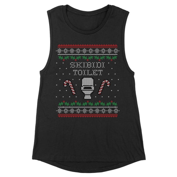Skibidi Toilet Christmas Women's Muscle Tank Large Black
