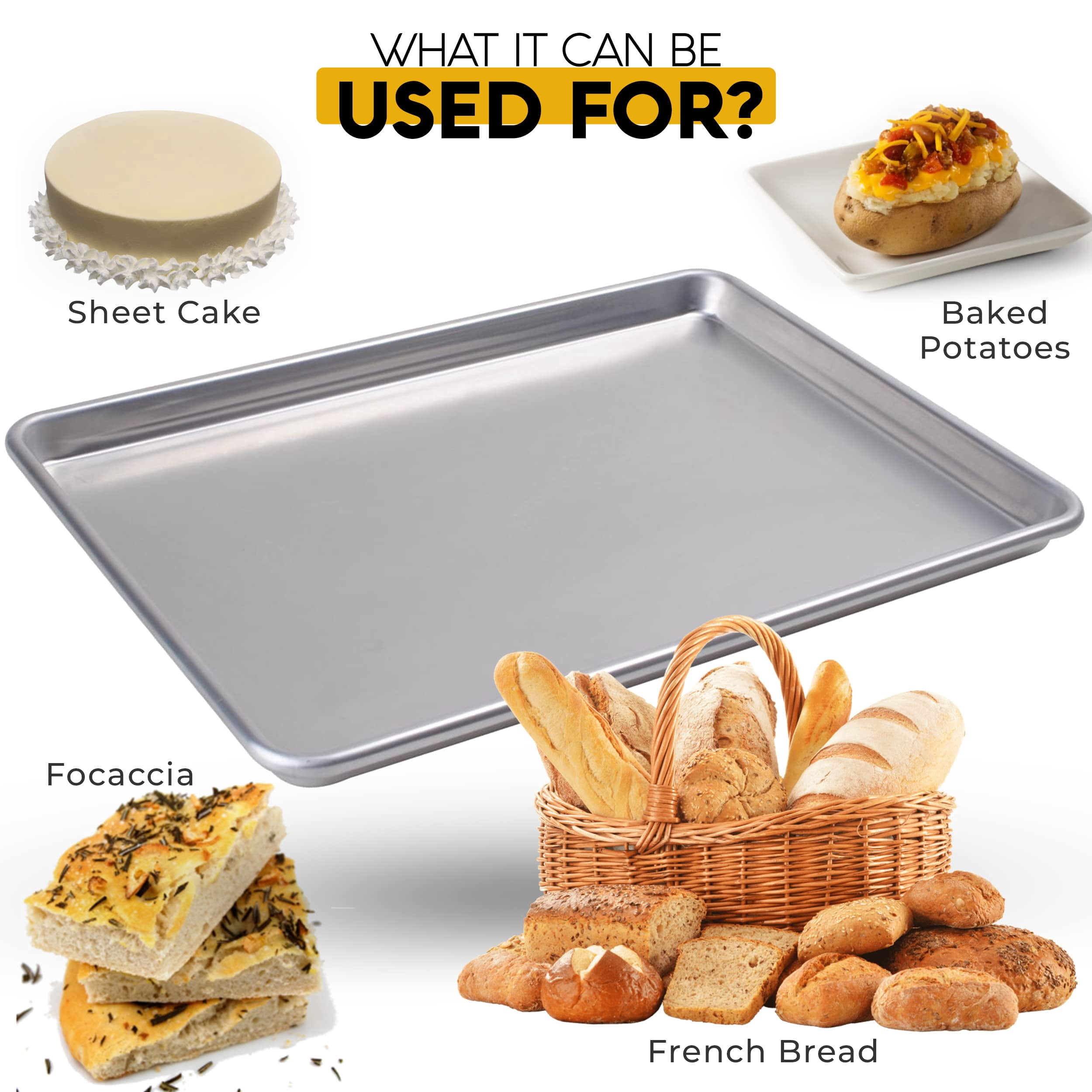 Alpine Cuisine Three Quarter Professional Aluminum Cookie Sheet 22-inch - Rimmed Baking Sheets for Oven - Durable, Oven-Safe, Easy to Clean, Commercial Quality - Great for Roasting & Baking