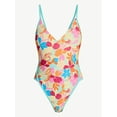 thumbnail image 5 of No Boundaries Bright Palms Binded One-Piece Swimsuit, Women's XXS-XXL, 5 of 5