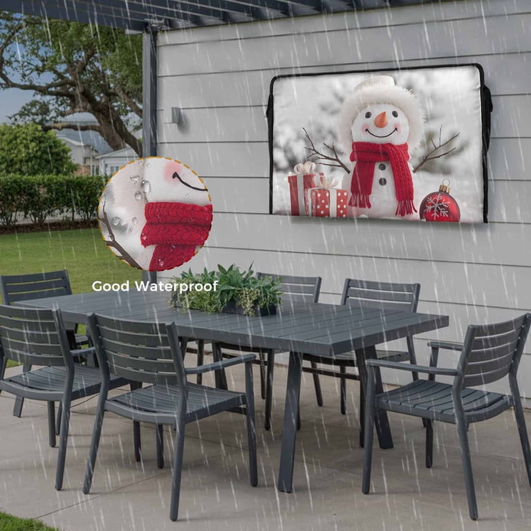 Outdoor TV Cover 52-55 Inch,Winter Snowman White Christmas Waterproof ...