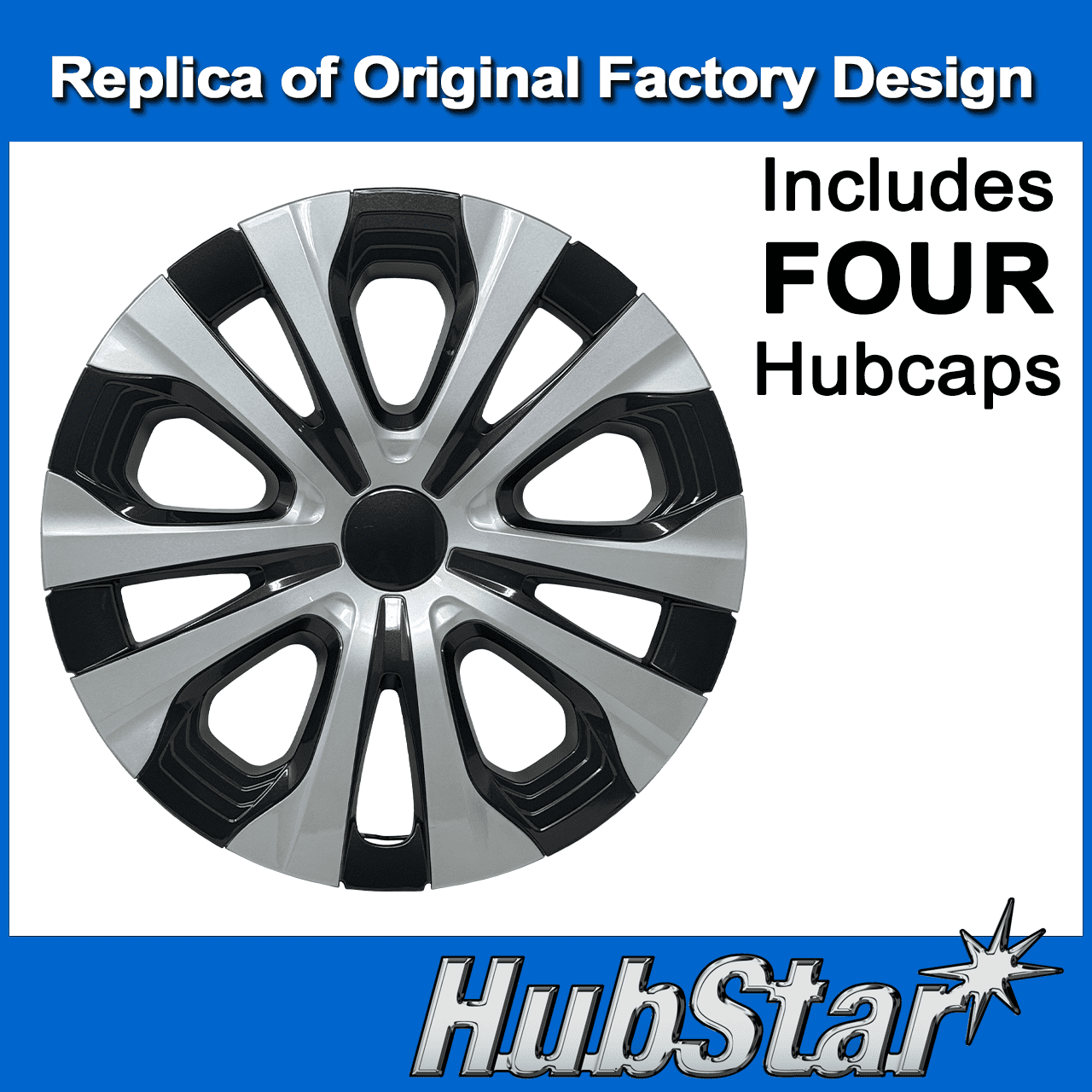 HubStar Replacement Hubcap for Toyota Corolla 2020-2022, Prius 2019-2022, 15-inch Replica Wheel Cover (Set of 4) 61188