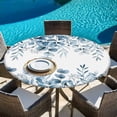 thumbnail image 6 of Blue Green Eucalyptus Leaves Round Tablecloth, Fitted Table Cover with Elastic for 36"-44" Round Tables, Spring Summer Botanical Table Cloth Outdoor Indoor Dinning Party Waterproof Tablecloths, 6 of 7