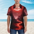 thumbnail image 2 of Pofeuu Red Moon Lava Print Hawaiian Shirt for Men Sleeves Casual Button Down Summer Beach Dress Shirts T-Shirts,Large, 2 of 7