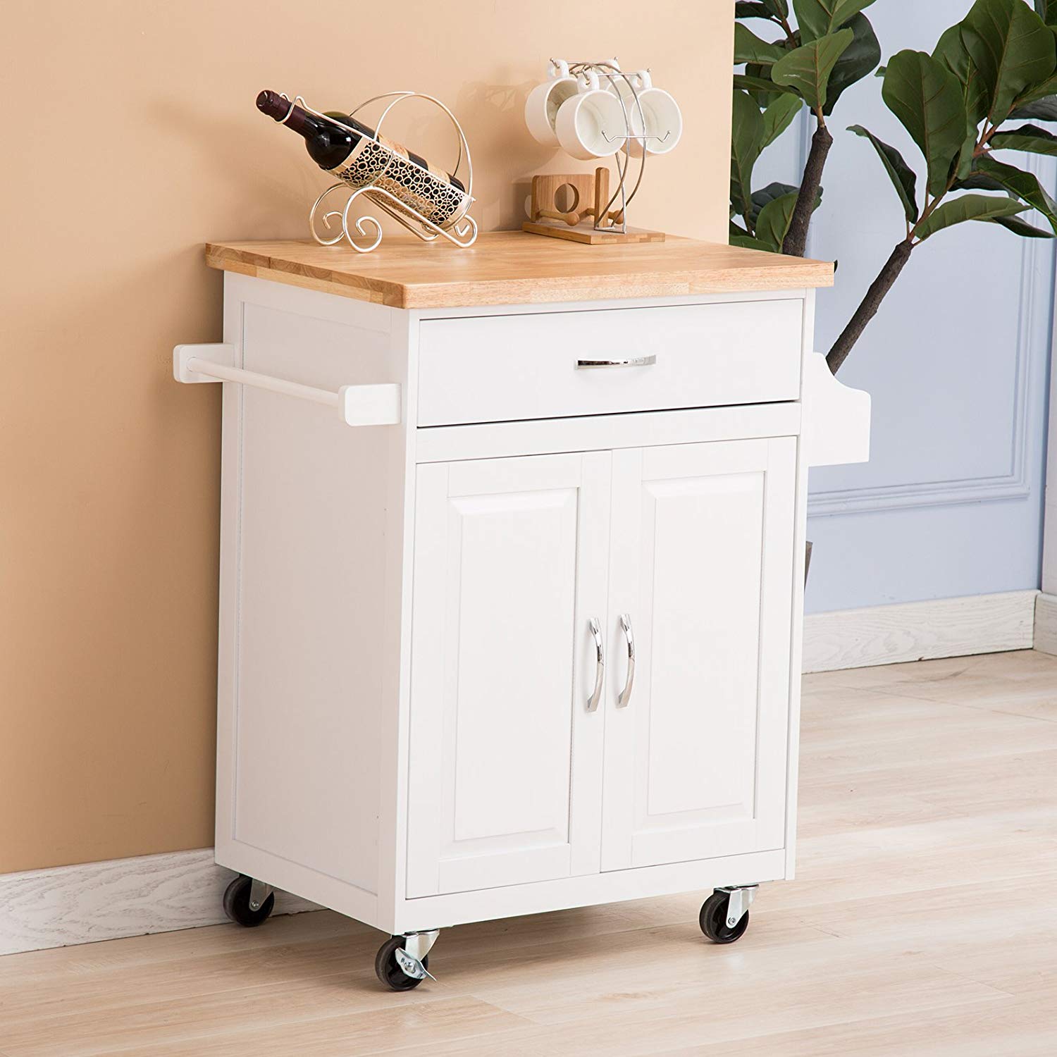 Island Cart Trolley Storage Sideboard Portable Kitchen Rolling