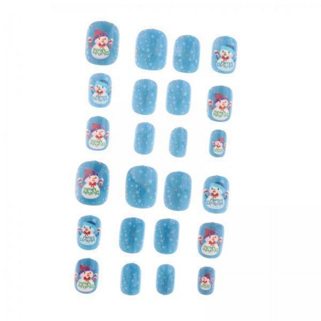 Paquete de 2-6 puntas de uñas postizas jinwen Lindos pantalones cortos de dibujos animados Navidad 2 piezas