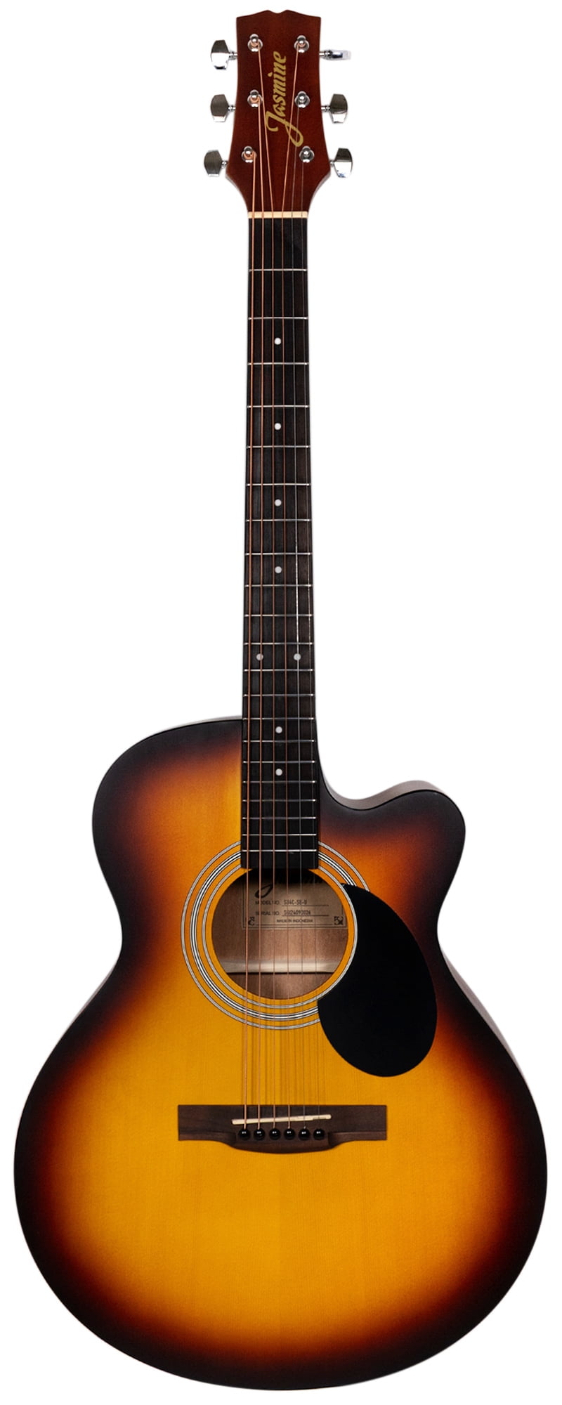 Jasmine S34C NEX Orchestra-Style Cutaway Acoustic Guitar - Sunburst w/ Gig Bag