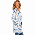 thumbnail image 2 of Women's Plus Size White Blue Floral Cardigan, Long Sleeve Open Front Tunic with Pockets, 2 of 8