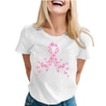 thumbnail image 2 of Lroveb Breast Cancer Awareness Shirts for Women Plus Size Elegant Casual Printed Short Sleeve V Neck T Shirt Tops Pink Ribbon Graphic Tees Rose Gold, 2 of 5