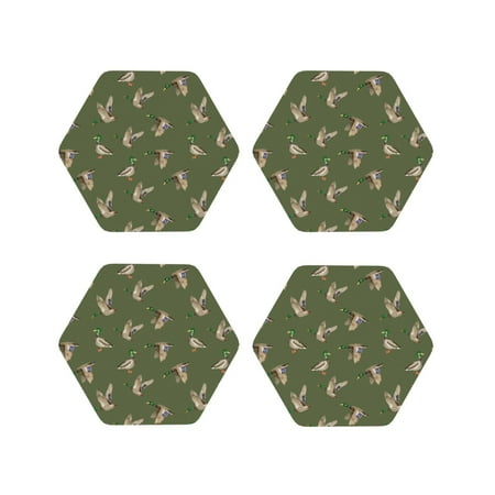 

Matuu Birds Wild Ducks for Cup Coasters Set of 4 Leather Coasters Desk Coasters for Office Measures 4” x 4”-Hexagon