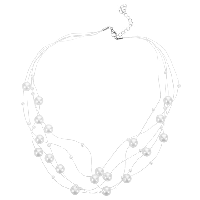 Collar de perlas falsas de tres capas, estilo vintage, para bodas, novias, damas de honor, bisutería de los años 20.