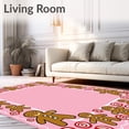thumbnail image 2 of ODIKA 6'x9' Machine Washable Non-Slip Area Rug, Merry Peppermint Twist Gingerbread Family Celebration Accent High Traffic Rug with Pad, Pink, 734836, 2 of 8