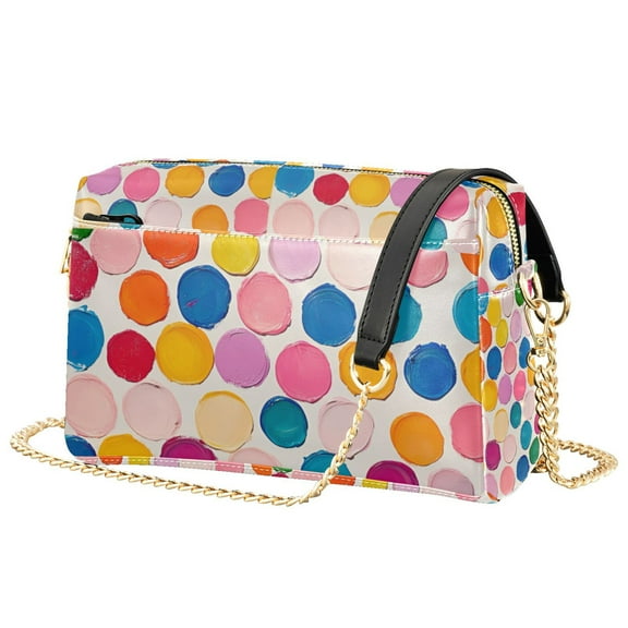 FORMRS Women Crossbody Purse with Chain Strap Vegan Leather Shoulder Handbag, Watercolor Circles