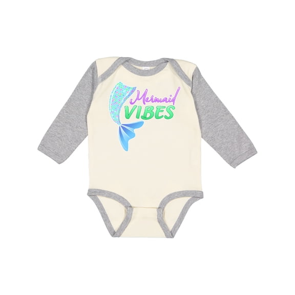 Inktastic Mermaid Vibes- mermaid tail Girls Long Sleeve Baby Bodysuit