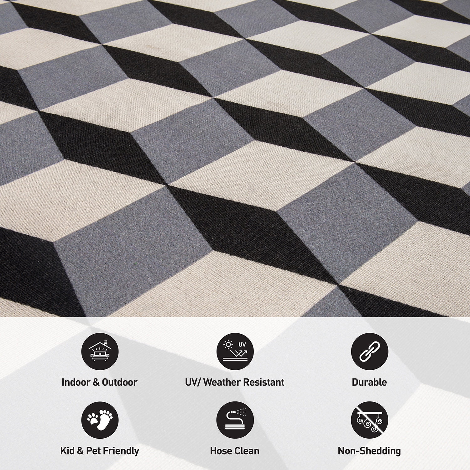 World Rug Gallery Contemporary Geometric Flatweave Indoor/Outdoor Area Rug - GRAY 2'x7'