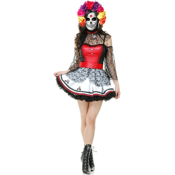 Serafín danza Seleccione DIA DE LOS MUERTOS DRESS ADULT WOMENS COSTUME - Walmart.com