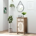 thumbnail image 3 of LuxenHome Floral Carved Wood 1-Door 1-Drawer End Table with Storage, 3 of 10