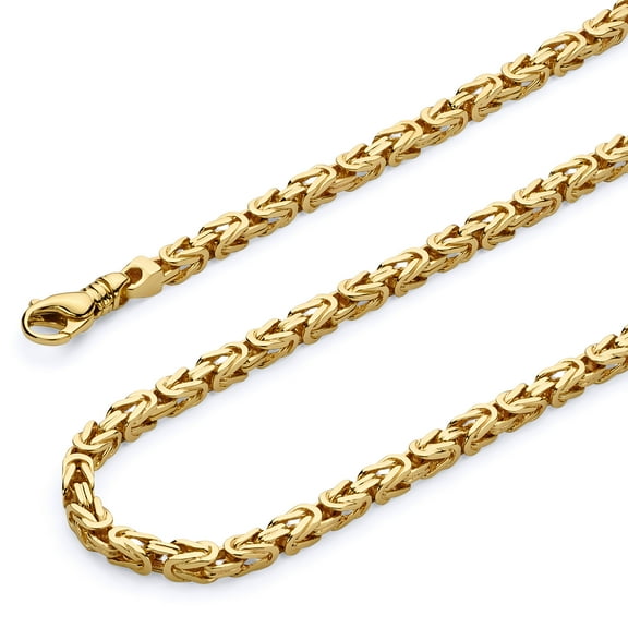 Wellingsale 14k Yellow Gold Polished Solid 4.5mm Handmade Byzantine Bullet Chain Link Bracelet - 8.5"