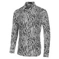 thumbnail image 3 of INSPIRE CHIC Men's Vintage Leopard Printed Button Down Long Sleeve Cotton Shirt L Black and White, 3 of 8