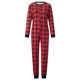 thumbnail image 2 of Conjunto de pijamas navideños familiares a juego, estampado a cuadros, manga larga, botones, mono largo para las fiestas., 2 of 10