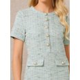 thumbnail image 3 of DARING DIVA Women's Short Sleeve A-line Dress Button Decor Dress L Blue Green, 3 of 4