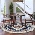 thumbnail image 3 of Round Rugs 7Ft, Boho Blue Burnt Orange Round Area Rug Washable Indoor Throw Carpet, Ethnic Geometric Southwestern Large Non Slip Circle Rug for Dining Room Playroom Home Decor Aesthetic, 3 of 8