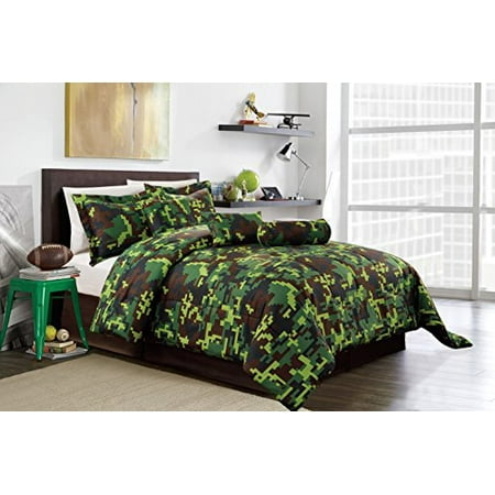 Hunter Green Brown Black Camouflage Camo Pixel Comforter Set Bed In A Bag King Size Bedding Canada Bag King Size Bedding Canada, Army Camo Bedding