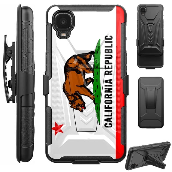 Compatible with TCL 30 Z Hybrid Luxguard Holster Phone Case Cover (California Flag)