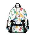 thumbnail image 3 of Dinosaur and Flower White Pattern Cute School Backpack Bag for School with Padded Back and Adjustable Shoulder Straps 15.25"x11.5"x5.25", 3 of 5