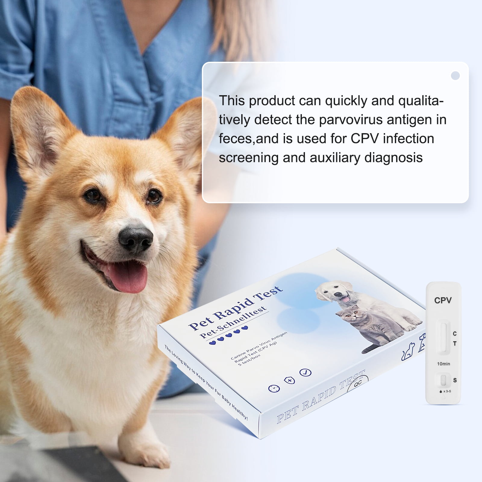Rapid 5-Piece Health C PV Test Kit for Dogs - Accurate & Quick Home Detection in Feces/Vomit in 5-10 Minutes! Easy to Use Non-Invasive Early Diagnosis Tool Suitable for All Breeds & Ages
