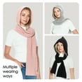 thumbnail image 5 of BASICO 5 Colors Knitted Hooded Scarf for Women Men Winter Balaclava - Cream White, Caramel, Light Grey, Heather Greay, Black (Long - Indi Pink), 5 of 10