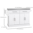 thumbnail image 2 of HOMCOM White Rolling Kitchen Island Cart with Stainless Steel Top, 57" Wide Trolley with 2 Drawers, 2 Cabinets, Towel Rack, Spice Rack, for Kitchen & Dining, 2 of 7