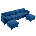 thumbnail image 6 of LOYALICE 115" Cozy Oversized Corduroy Modular Sectional Sofa U Shaped 6 Seat Couch with Movable Ottoman & Chaise for Living Room Bedroom, Navy, 6 of 10