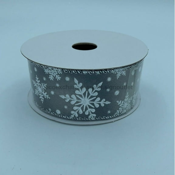 1.5"X10Y Grey Stn/Wht-Irid Snowflakes, 71112-09-51