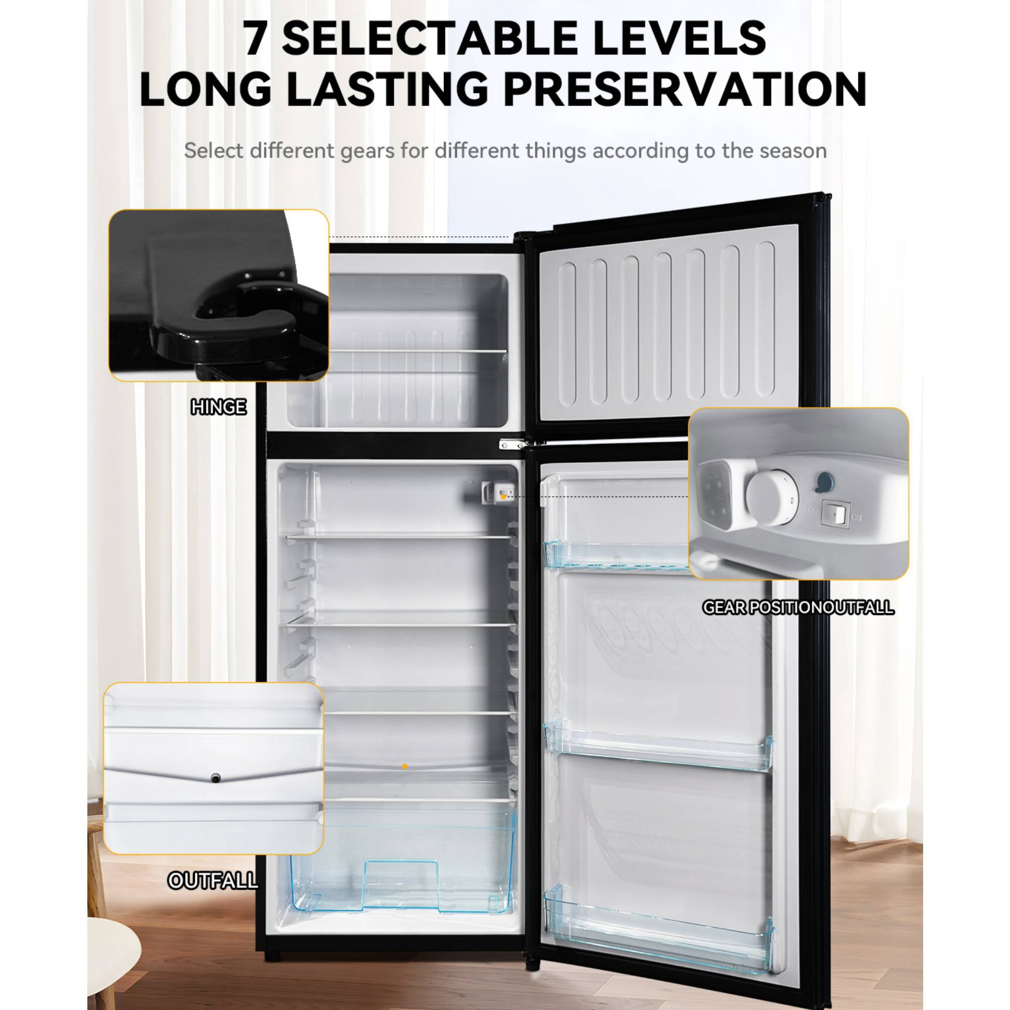 8.5 Cu.ft Refrigerator/Freezer Combo Large Capacity 2 Door Fridge Adjustable Thermostat Refrigerator for Apartment, Office, Kitchen