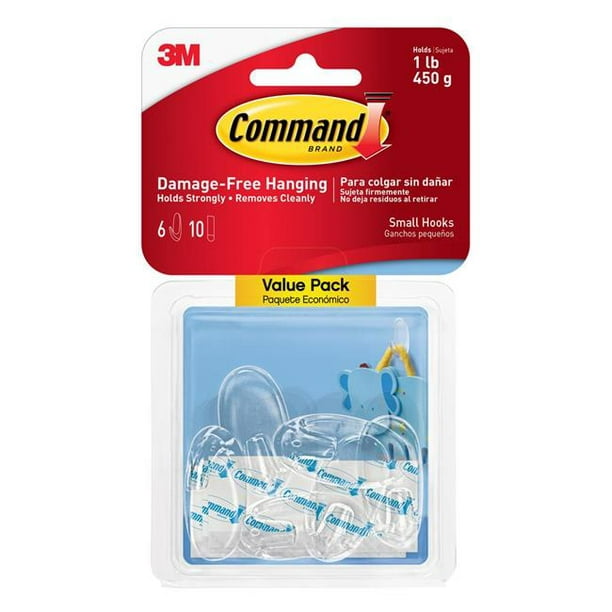 3M 3437571 Small Clear Wall Hook with Strips 