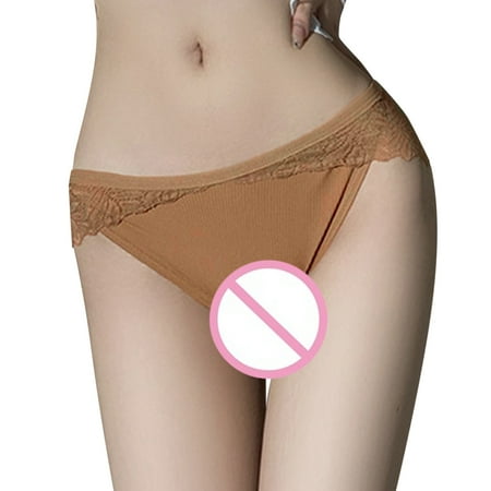 

GWAABD Low Waisted Underwear for Women Ladies Show Wear Fashion Soft Ice Silk Seamless Low Waist Lace Hollow Briefs