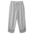 thumbnail image 5 of Flowy Pants for Women Casual High Waisted Wide Leg Loose Pant Plus Size Drawstring Split Hem Business Trousers with Pockets, 5 of 6
