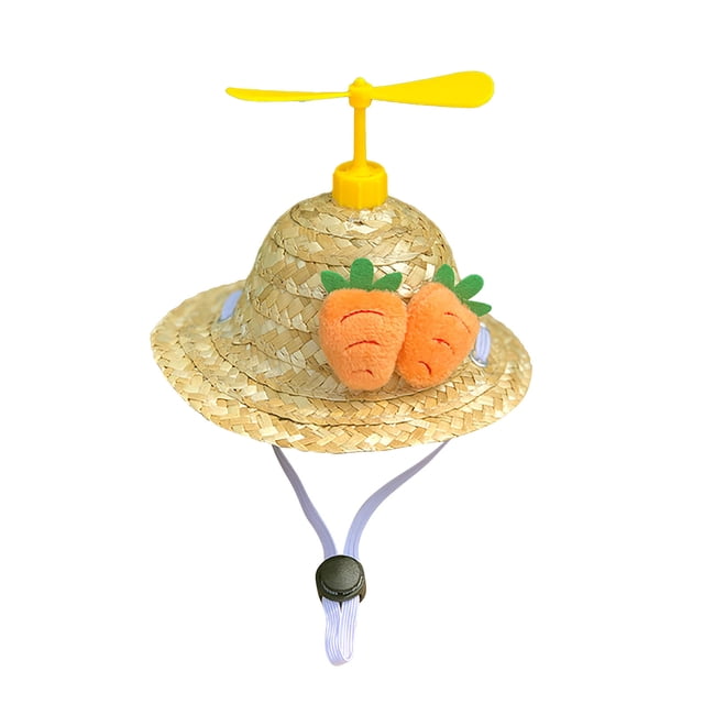 Bamboo Dragonfly Cat Straw Hat with Rotating Propeller, Comfortable and Adjustable for Small Dogs and Cats, Perfect for Parties and Everyday Use