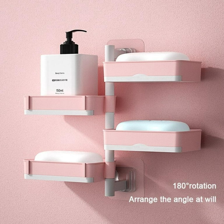 Promotion!wall-mounted Soap Dish 180 Degrees Rotate 1 2 3 4 Layer Soap Draining Rack Bathroom Soap Holder Bathroom Toiletries Shelf, Size: Full